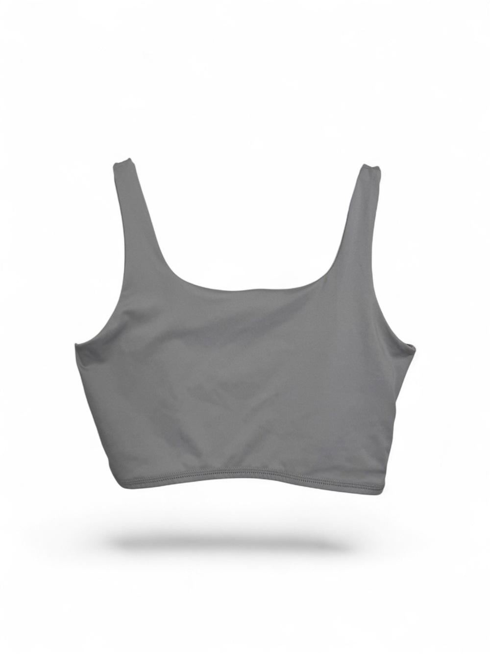 WeWoreWhat Light Gray Straight Neck Long Lined Sports Bra Crop Tank